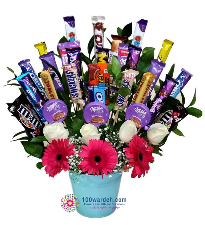 Chocolate & Flowers Bucket