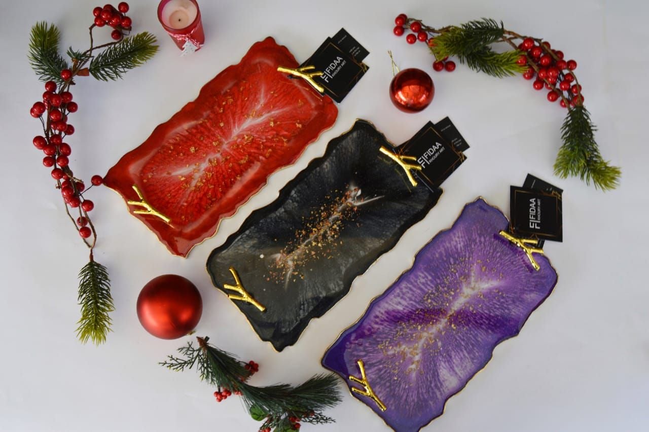 Resin Decorated Red tray