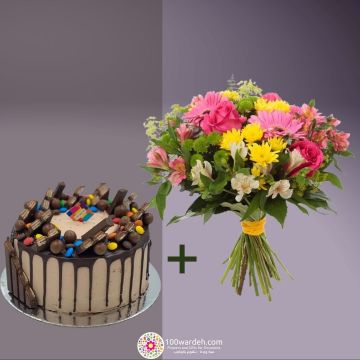 Chocolate chips Cake + Flowers bundle (secrets cake)