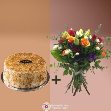 Croquant Caramel Cake + Flowers bundle (cake shop)