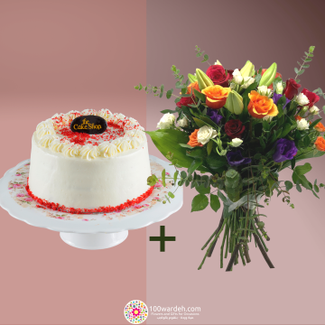Red Velvet Cake + Flowers bundle (Cake shop)