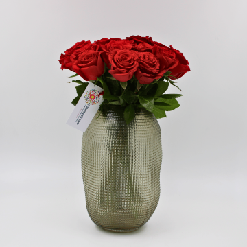 Textured Vase of red roses for valentine's day