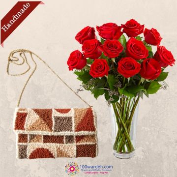 Red Roses & Handmade Bag 