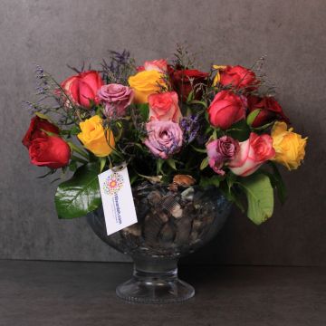 Radiant Harmony Bouquet with vibrant roses and blossoms amman jordan flower delivery