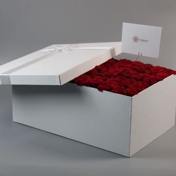 luxury red roses white box 