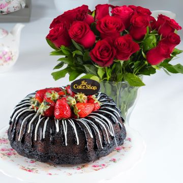 Home Style Chocolate Cake + Flowers bundle (Cake shop)