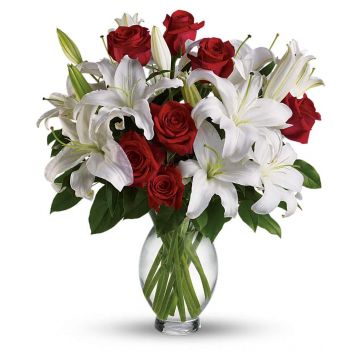 White Lilies and Red Roses