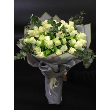 40 white roses bouquet for anniversary, get well soon online flowers delivery