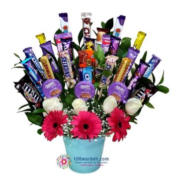 Chocolate & Flowers Bucket