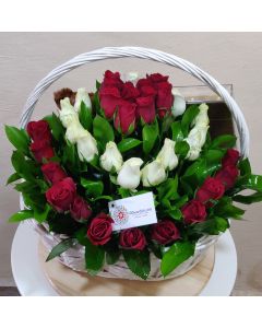 Surprise Basket (roses, teddy bear + chocolate hamper) 
