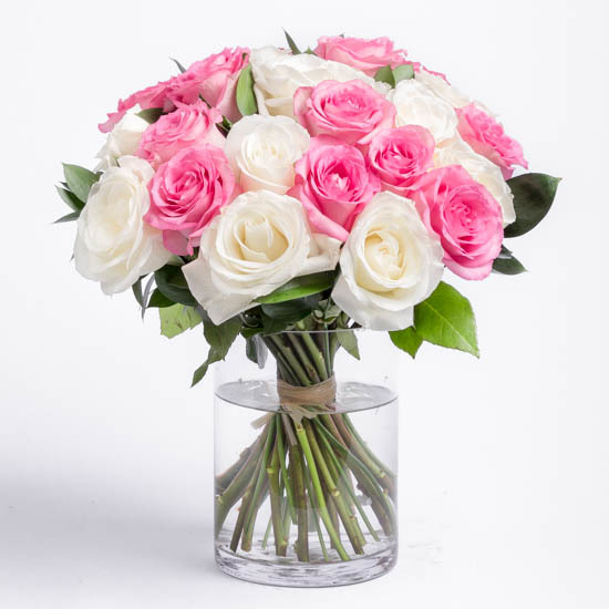 Pink White Roses , send flowers to jordan