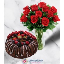 Home Style Chocolate Cake + Flowers bundle (Cake shop)