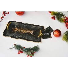 Resin Decorated black tray 